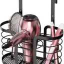 YIGII Hair Tool Organizer - Dryer Holder/Blow Holder Cabinet Door, Bathroom Care & Styling Tools Storage Basket for Dryer, Flat Irons, Curling Straighteners (Black)