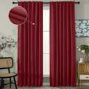 INLINAS Faux Linen Knotted Texture Blackout Curtains - 100% Light Blocking, Noise Reducing Triple Layer Fabric Back Tab and Rod Pocket for Bedroom, Set of 2, Burgundy Red, 52 x 96 Inch