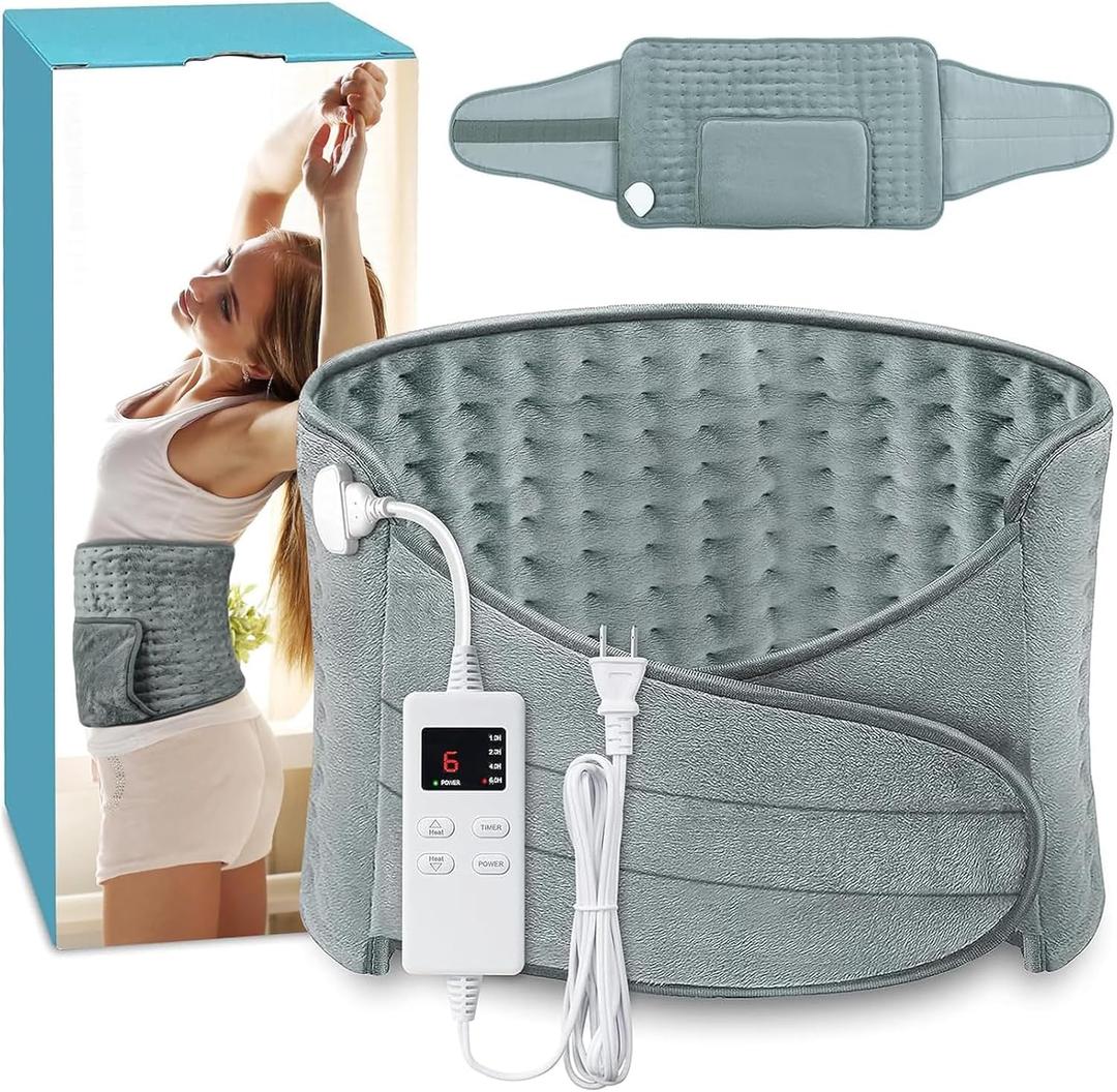 Almohadilla trmica para aliviar el dolor de espalda, almohadilla trmica elctrica para calambres menstruales, espalda baja, cuello, hombros, alivio del dolor de 6 horas de apagado automtico de 12 x (Gris)