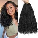 12 Inch Goddess Box Braids Crochet Hair 8 Packs Pre-Looped Bohemian Braiding Hair with Curly Ends Synthetic Crochet Hair for Women (1B, 12 Inch (Pack of 8))