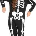 GRAJTCIN Adult Skeleton Costume Halloween Glow in the Dark Skeleton costume Hoodies Onesies (S)