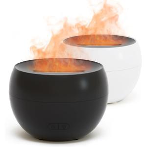 SALKING 2 Pack Flame Essential Oil Diffusers for Home, 150ml Fire Ultrasonic Diffusers for Essential Oils, Aromatherapy Diffuser with Auto-Off Function for Home, Office, Bedroom, Gift (White & Black)