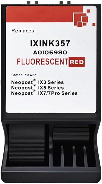 IXINK357 Compatible for Quadient Neopost Ink Cartridge for IX3 IX5 IX7 Pro Mailing Systems Postage Meter Fluorescent Red Postage Ink (1-Pack)