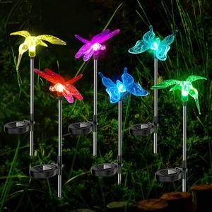 Anordsem Solar Garden Lights Outdoor: 6 Waterproof PVC Insect Stake Light Heads - Changeable Color LED Lighting for Gardener Yard Decoration - Christmas Gifts for Homeowners Over 30