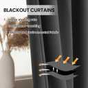 Extra Long Grommet Blackout Curtain, Room Darkening High Ceiling Window Curtains for Loft and Living Room (1 Panel, Black, 52"x204")