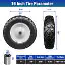 16" Flat Free Solid PU Tire and Wheel, 4.80/4.00-8 PU Airless Tires with 5/8" Ball Bearings 2 Pcs 3/4 Bearings, 6" Centered Hub for Hand Truck/Utility Cart/Dollies/Various Carts(440 Lb Load)
