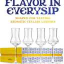 Crystal Limoncello Cordial Glasses | Set of 4 | Tall 3.3 oz Long Stemmed Spirit Glassware for Sipping Aromatic Liquor, After Dinner Drink, Aperitif, Digestive | Elegant Tulip Shaped Stemware