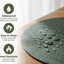Placemats Set of 8 - Washable Heat Resistant Table Placemats - Wipeable Faux Leather Oval Place Mats, Waterproof Table Mats for Dining Table, Green
