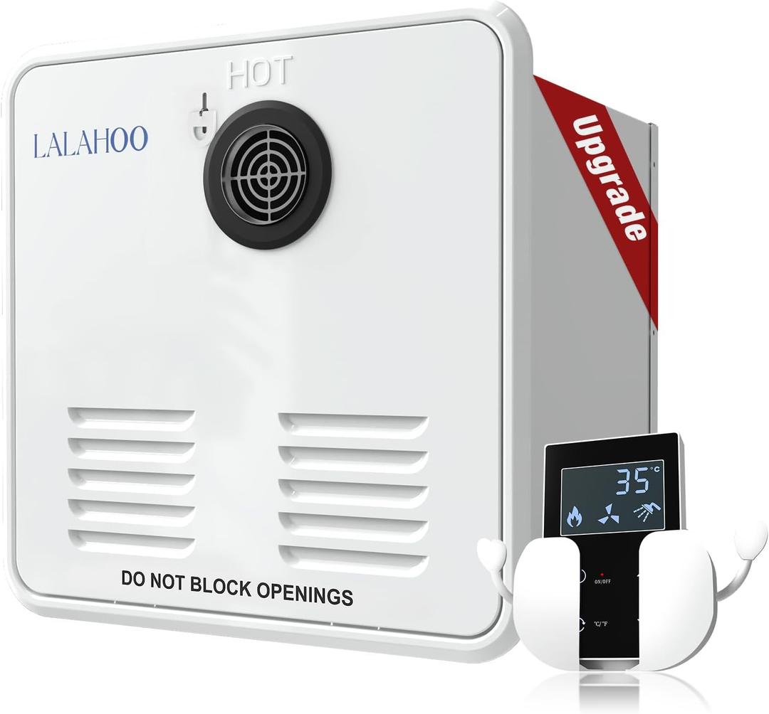 RV Tankless Water Heater, 65,000 BTU, 3.9 GPM, 2.80kPa, 12V Instant Endless Hot Water with 15 x 15 inches White Door and Remote Controller LED Display, Compatible with all RV