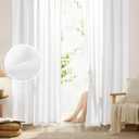 HOMEIDEAS Non See Through Privacy Sheer Curtains, Elegant Lightweight Semi Light Filtering Solid Color Window Drapes for Bedroom, Living Room, White, 52 x 63 Inches Long, 2 Panels Set