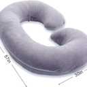 1 MIDDLE ONE Pregnancy Pillow, C Shaped Full Body Pillow for Maternity Support and Pregnant Women Sleeping with Velvet Cover (Dark Grey)