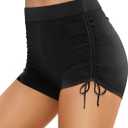 Yonique Women's Swim Shorts High Waisted Bathing Suit Bottoms Tummy Control Boy Shorts Board Shorts, Black, L