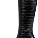 Knee High Boots for Women 70s Boots with Chunky Heel, Square Toe Tall Boots Side Zipper Block Heel Dress Boots (Black)