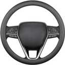 LKWLIKEI Nappa Premium Leather Car Steering Wheel Cover, Non-Slip, Breathable, Universal 15 inches, Black