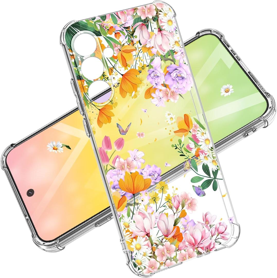for Samsung Galaxy A36 Case 5G 6.64", [10FT Military Grade Drop Test] Flowers Soft Slim TPU Protective Shockproof Phone Case CoverSummer Overture