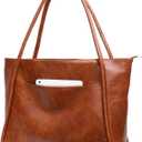 Large Tote Bag for Women Work with Zipper 16L Vegan Leather Ladies Travel Purses and Handbags (T1-brown)