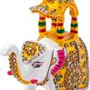 Minakari Traditional Indian Festive Dcor Statue Sculpture Figurine Decoration for Home Office Party and Gifting (White Elephant with Howdah)
