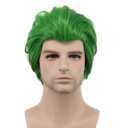 karlery Men Short Straight Green Wig Halloween Cosplay Wig Anime Costume Wig