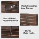 Lwenki Decorative Key Holder for Wall with Shelf, Entryway Shelf with Hooks Holds Leashes, Jackets and Glasses Sturdy Wood Keyholder Entrance Hanger with Mounting Hardware (Brown, Large)