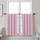 Simplebrand Ava Pink Short 36 Inches Blackout Curtain 2 Panels Set, Half Window Rod Pocket Privacy Curtain Tiers for Kitchen, Curtains Blackout for Bathroom Shades, W40 x L36 Inch, Pink