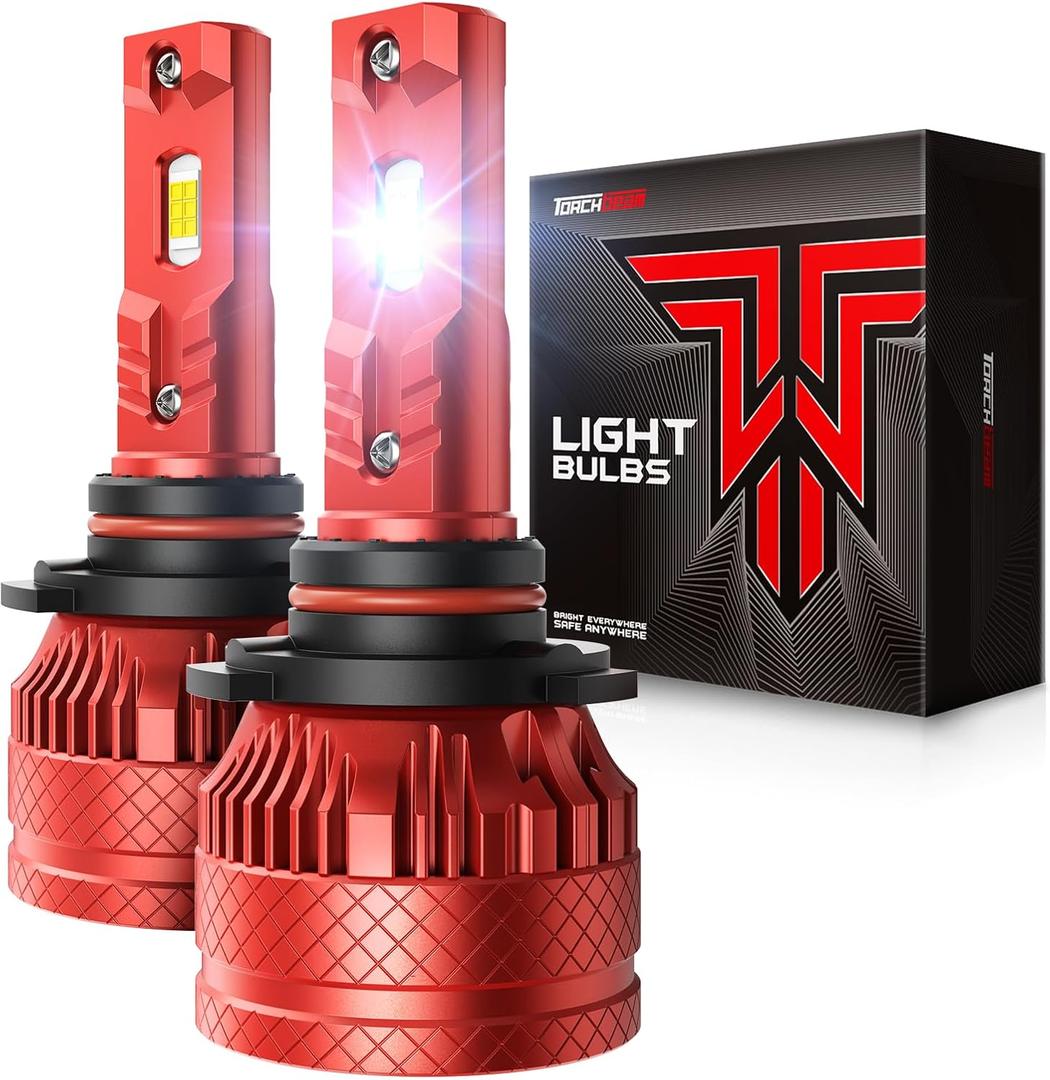 Torchbeam T6S 9005/HB3 Bulb, 1000% High Bright, 6500K Cool White 9005 Powersport Bulbs with Cooling Fan, 60,000Hrs Lifespan Fog Lights, IP68, CanBus Ready, Plug-N-Play, Pack of 2