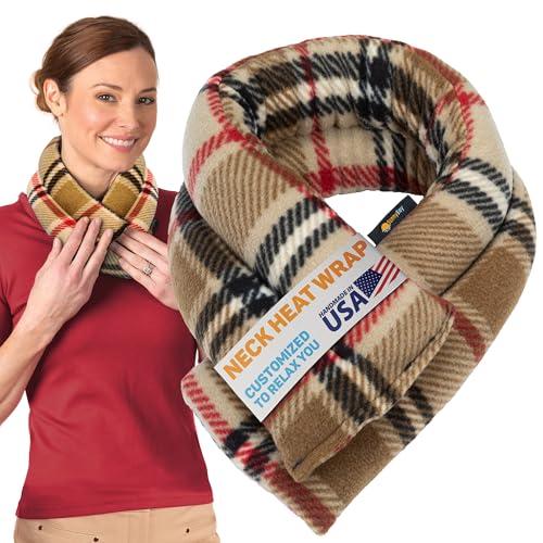 SunnyBay Microwave Heating Pad, Microwavable Moist Heated Neck and Shoulder Wrap, Versatile Weighted Beanbag Cold Pack or Warm Compress for Pain Relief, 26x4 Inches, Made in USA, London