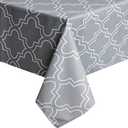 UFRIDAY 60 Wide x 102 Long Tablecloth with Printed Pattern, Fabric Table Cloth for Rectangle Tables (Light Grey)