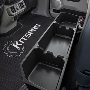 KitsPro Black Rear Underseat Storage Custom Fit 2017-2024 Ford F-250 F-350 F-350 Super Duty and 2015-2024 Ford F-150 SuperCrew Crew Cab Heavy Duty Rear Under Back Seat Box Organizer, Anti Slip (2017-2024 F-250)