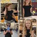 Oakgarden Girls Boat Neck Cap Sleeve Tops | Dressy Shirts, Short Sleeve Tees, Loose Fit Summer Casual T-shirts, Back to School Clothes 5-14 Years, Solid Color Outfits (Black)