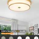 16 inch Flush Mount Ceiling Light, 3-Light Close to Ceiling Light Fixtures with Gold Finish for Livingroom Bedroom Kitchen Diningroom (Gold)