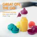 Boon Snug Sip Universal Water and Juice Silicone Bottle Toppers - Soft Spout Conversion Caps with Spill Proof Valves - Silicone Bottle Covers for Travel - Includes 4 Toppers and 4 Cases