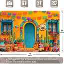 ZTHMOE Fabric 7x5ft Mexican Fiesta Photography Backdrop Cinco de Mayo Yellow Cabin House Cactus Flowers Guitar Background Carnival Festival Outdoor Party Decorations Photo Props