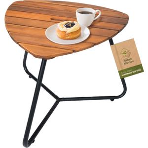 Portable Adirondack Side Table 15" H - Wood & Metal Patio Table for Indoor & Outdoor Use - Small Outdoor End Table for Picnic, Camping, Adirondack Chair, Great Golden Teak Finish