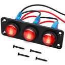 Nilight 3 Gang Rocker Switch Panel 12V Waterproof On-Off Toggle Switches with Red LED Light 3 Pin for Automotive Lights Marine Boat Car Camper Truck Vehicles