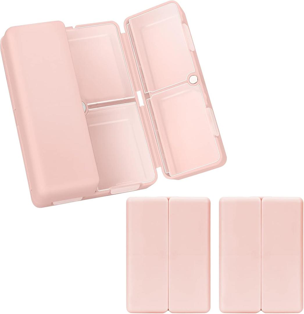 FYY Daily Pill Organizer,2 Pcs 7 Compartments Portable Pill Case Travel Pill Organizer,[Folding Design] Pill Box for Purse Pocket to Hold Vitamins,Cod Liver Oil,Supplements and Medication-Pink (Small (2 Pieces))