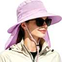 Outdoor Sun Hats with Stowable Neck Flap for Men Women UPF 50+ Mesh Summer Bucket Hat Wide Brim for Fishing Safari Hiking