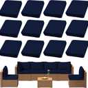 12Pcs Outdoor Cushion Covers, Patio Cushion Covers,Stretch Elastic Slipcovers, Replacement Washable & Reusable Furniture Protector for Patio Couch (Navy Blue,Cover Only)