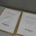 8.5x11 Picture Frame Matte Gold Modern Simple Thin Aluminum Metal Certificate Document Photo Frame with HD Real Glass, Display for Tabletop and Wall Collage. (2 Pack)