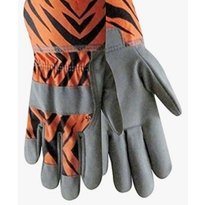 ZooHands Youth Gardening Gloves, Leather Palm, 1Pair Pack, Tiger & Zebra Print 3-6 Years