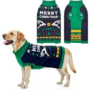 Christmas Dog Sweater Xmas Pet Clothes Cat Puppy Turtleneck Knitwear with Christmas Trees Elks Snowflakes Xmas Knitted Sweaters Shirt Pullover Apparel for Small Medium Large Dogs 4XL