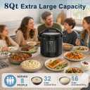 8Qt Electric Pressure Cooker 12-in-1, 1200W Stainless Steel Multi-Cooker, Slow Cook, Rice Cook, Steamer, Saut, Yogurt Maker, Warmer & Sterilizer, Safer Venting Design with Recipe Book, Black