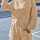 Fisoew Womens Sweatsuits 2 Piece Outfits V Neck Fleece Sweatshirts Contrast High Waisted Shorts Casual Tracksuits Lounge Sets (Brown)
