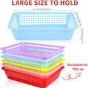Aodaer 36 Pack Classroom Storage Baskets Bins Back to School Supplies Plastic Desktop Storage Tray 13.5 x 10 x 3 Inch Stackable Organizer Baskets Colorful Organizer Trays for Classroom Office Decor