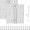 Self Closing Door Hinge, 3 inches,Auto Closing Spring Hinge with Adjustable Tension, Thickened 304 Stainless Steel Heavy Duty Door Hinges 3 inches,with Mounting Screwdriver Hardware,2 Pack (Silver)