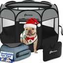Dog Cat Playpen Indoor Outdoor for Puppy Pet Dogs Cat Recovery After Surgery, Dog Tent Crates Cage Indoor/Outdoor, Portable Pop Up Dog Kennel with Carrying Case for Travel (Dark Grey, Small with Pad)