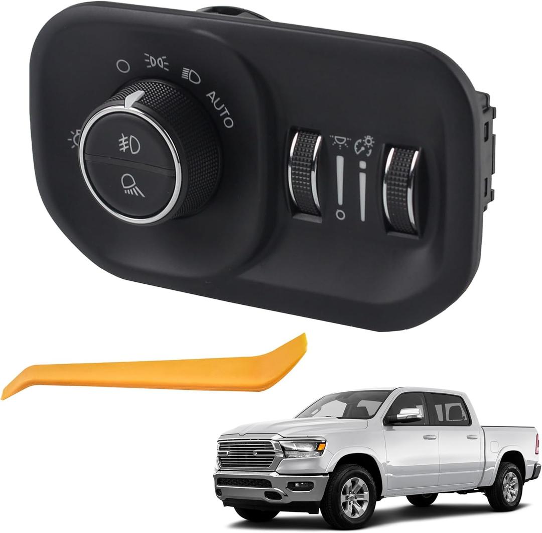 68156061AD Headlight Fog Light Headlamp Switch Control Assembly Compatible with 2019-2024 Ram 2500 3500 2019-2025 Ram 1500 Replaces 68156061AB 68156061AC