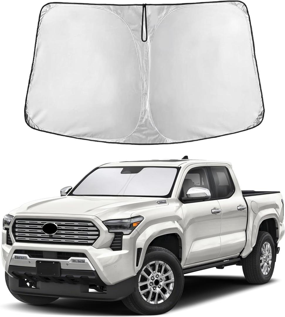 EcoNour Windshield Sunshade Compatible for Toyota Tacoma 2024 2025 2026, Sun Visor for Front Windshield & Window Sun Shade Cover, UV Heat Blocker & Protector, Car Accessories