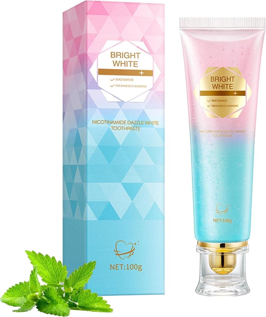 2 x Niacinamide Whitening Toothpaste, Niacinamide Toothpaste Intensive Whitens Teeth, Protects Tooth Enamel, Stain Removal & Freshens Breath, Fuoride-Free Whitening Toothpastes for Brilliant Smile