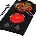 GIHETKUT Electric Cooktop,110V 2100W Stove top,Countertop and Built-in 2 burner cooktop,9-speed power, child safety lock, timer, knob and touch control 2 burner Electric cooktop