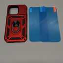 SunStory Compatible with iPhone 14 Plus Case with HD Screen Protector & Slide Camera Cover & Rotated Ring Kickstand, [Military-Grade] Phone Case for iPhone 14 Plus (Red)